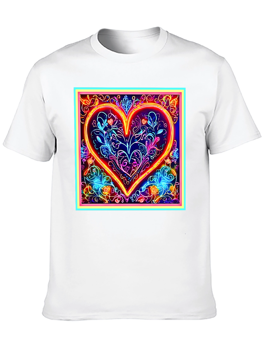 Neon Heart Graphic Black T-Shirt