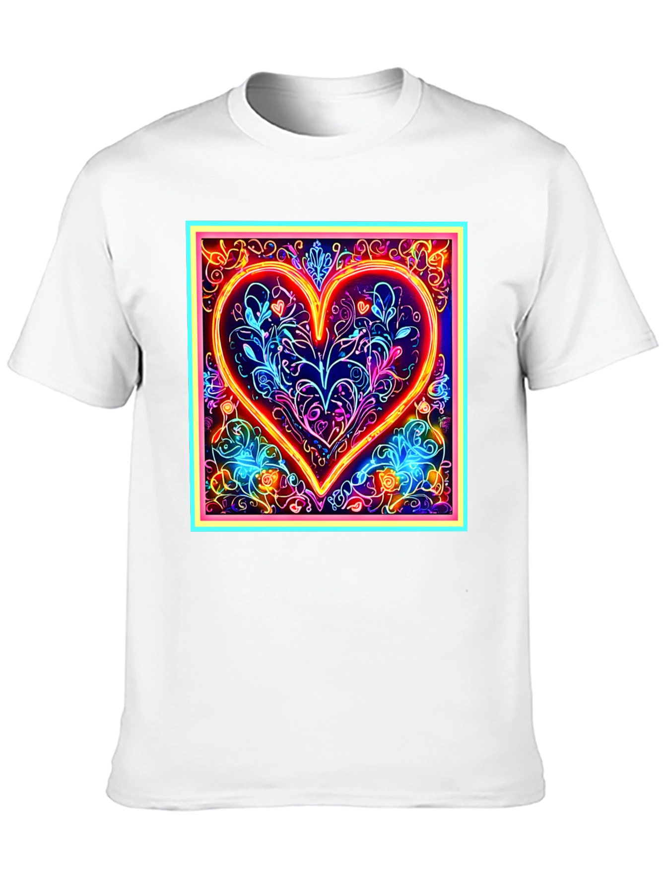 Neon Heart Graphic Black T-Shirt