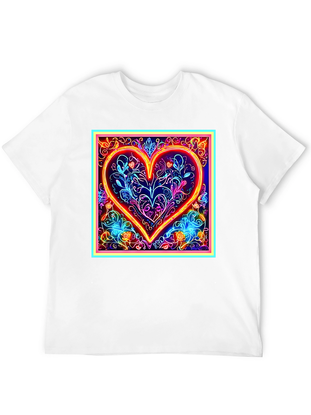 Neon Heart Graphic Black T-Shirt