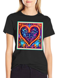 Neon Heart Graphic Black T-Shirt