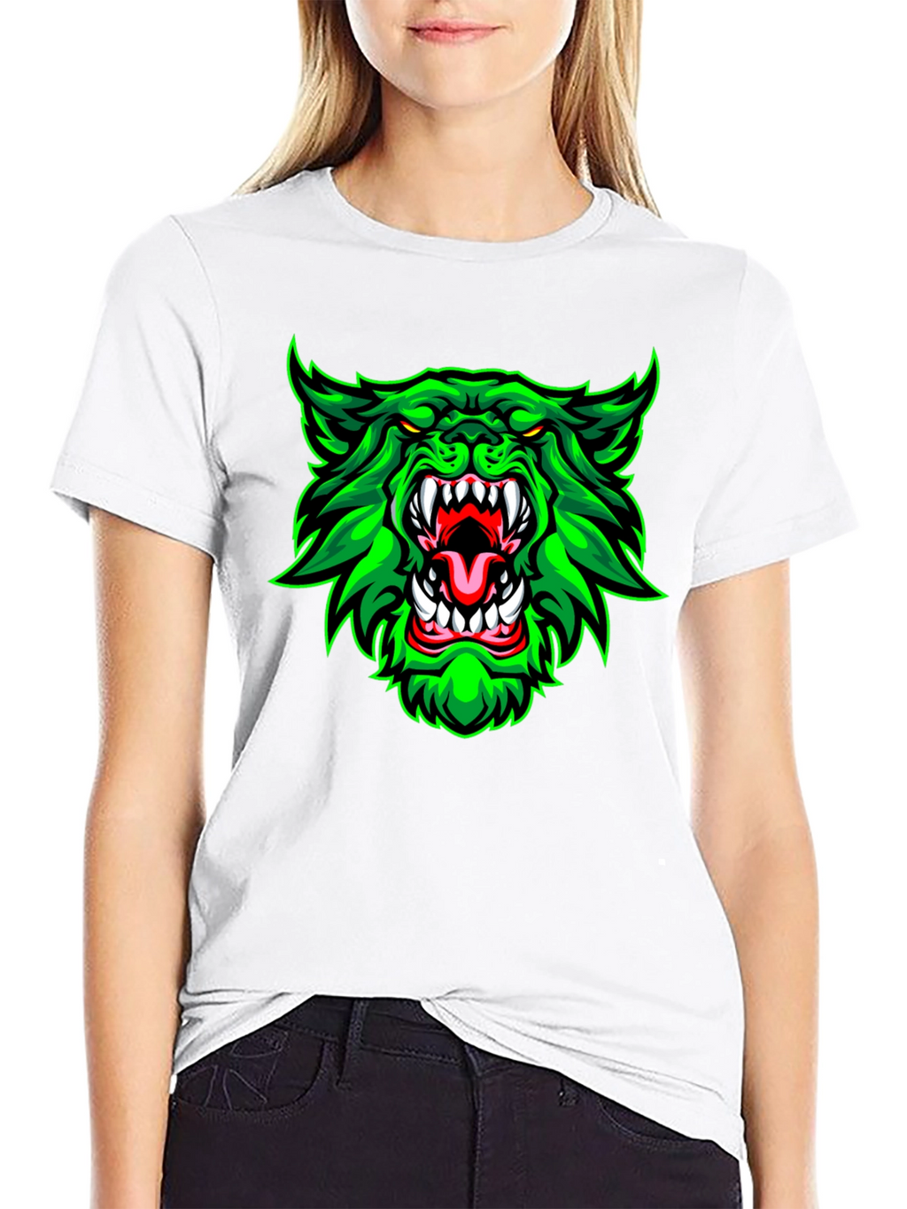 Green Werewolf Graphic Print T-Shirt