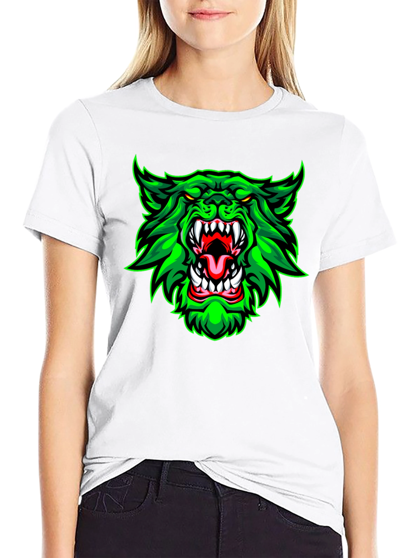 Green Werewolf Graphic Print T-Shirt