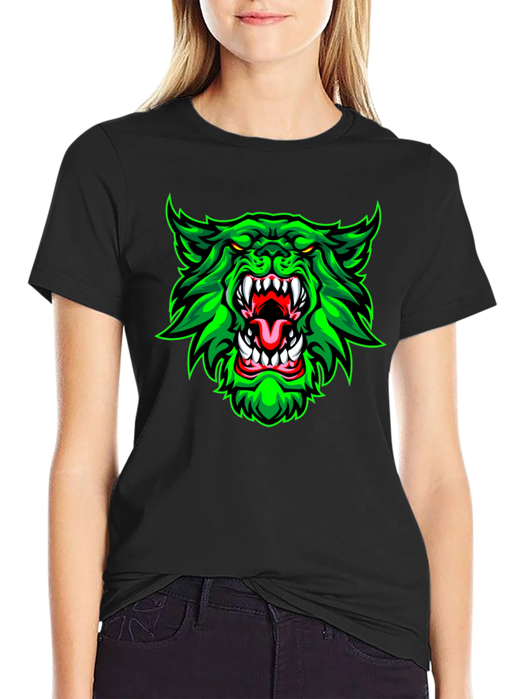 Green Werewolf Graphic Print T-Shirt