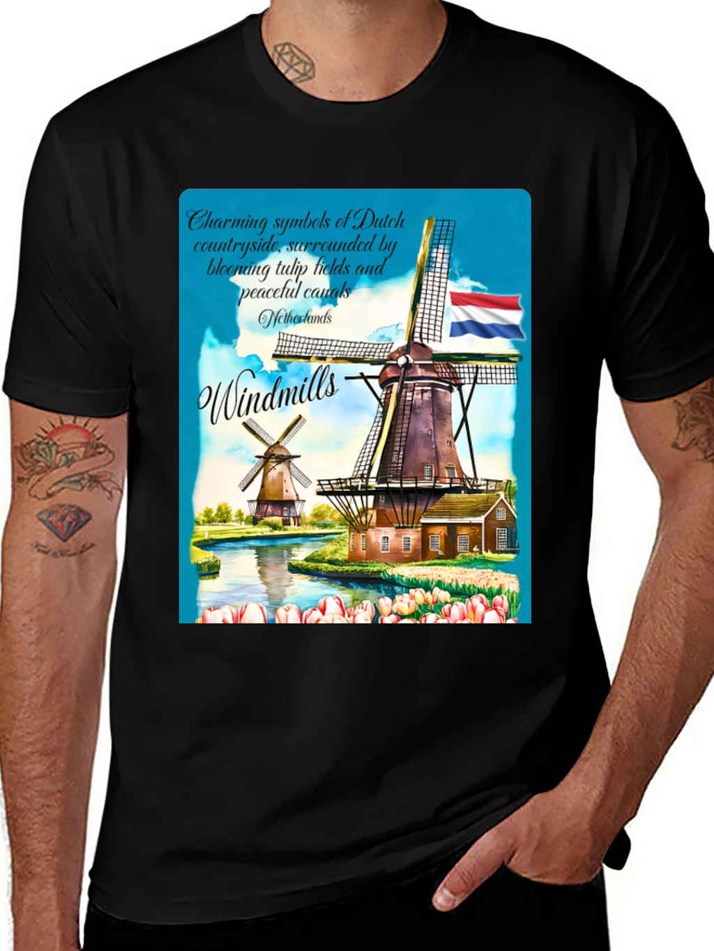 Netherlands Windmill Graphic T-Shirt