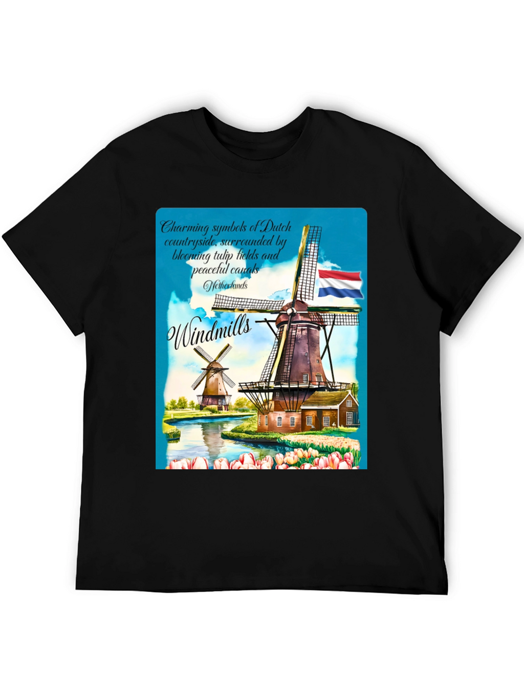 Netherlands Windmill Graphic T-Shirt