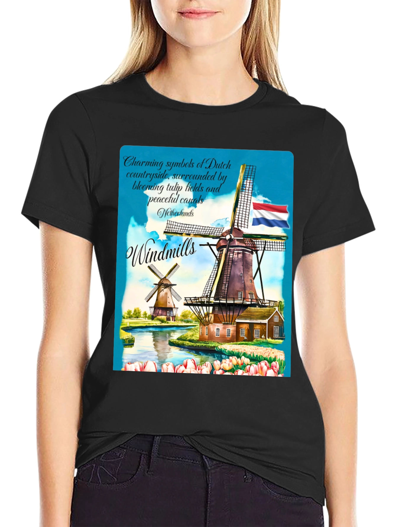 Netherlands Windmill Graphic T-Shirt