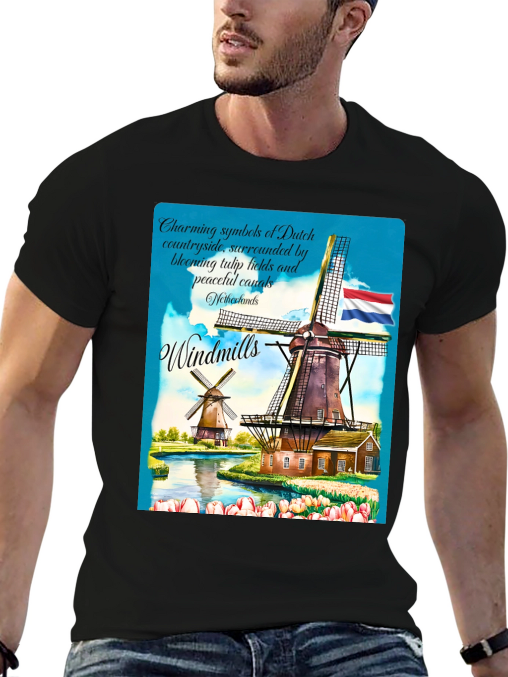 Netherlands Windmill Graphic T-Shirt