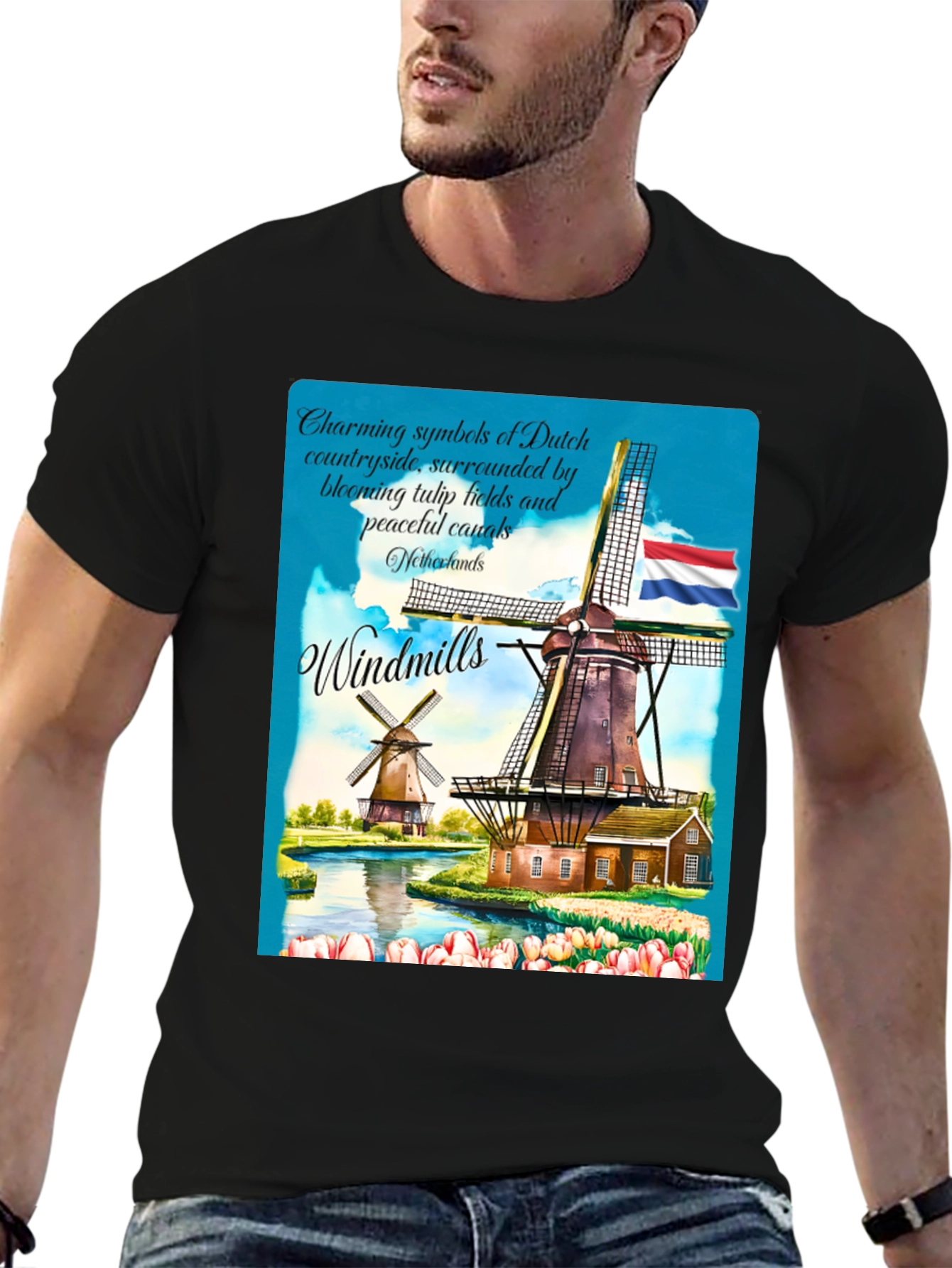 Netherlands Windmill Graphic T-Shirt