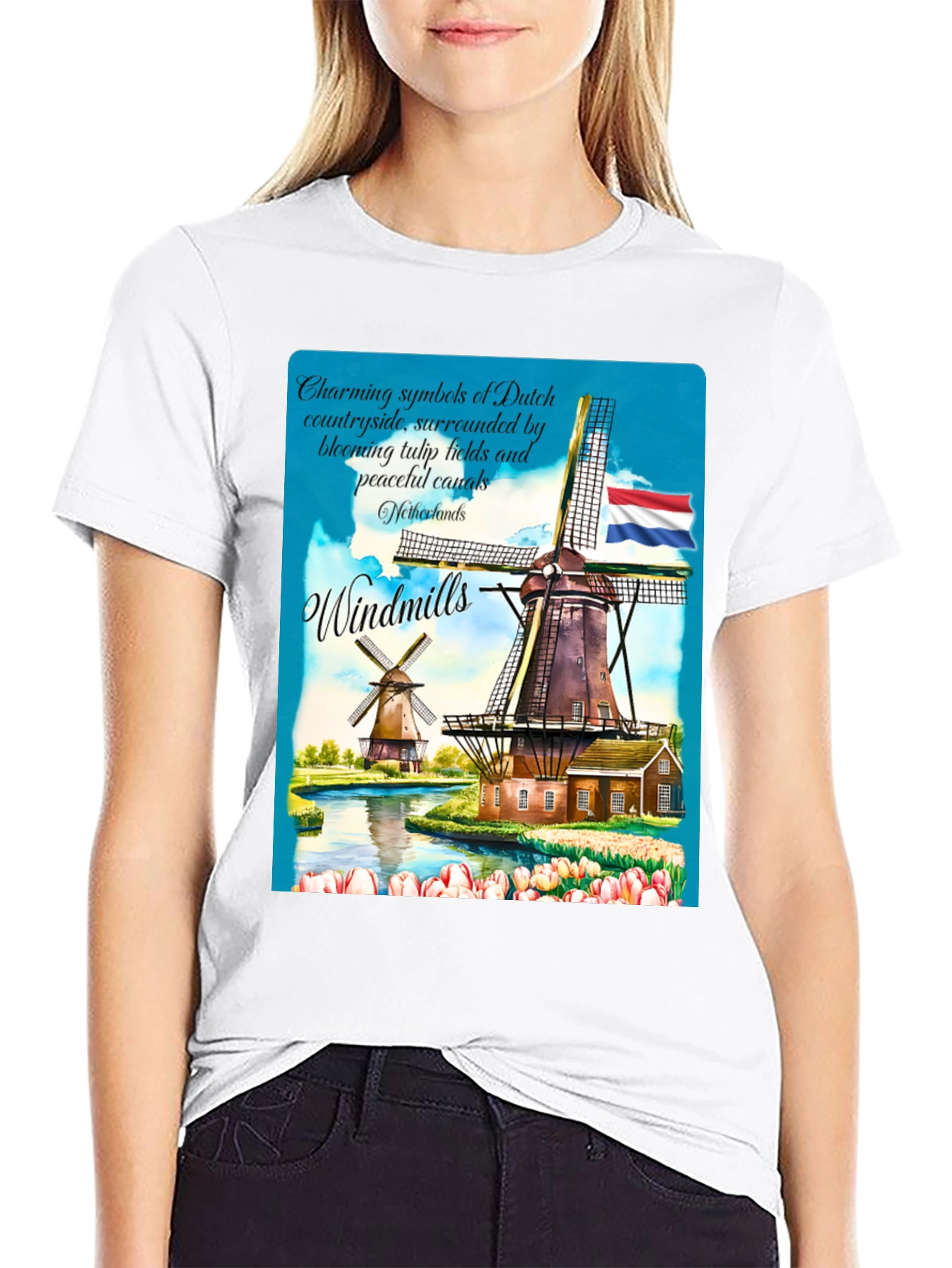 Netherlands Windmill Graphic T-Shirt