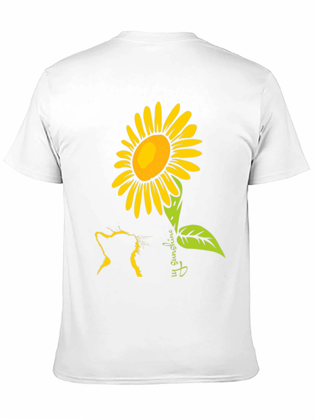 Cat & Sunflower Graphic Tee - Black Casual Shirt