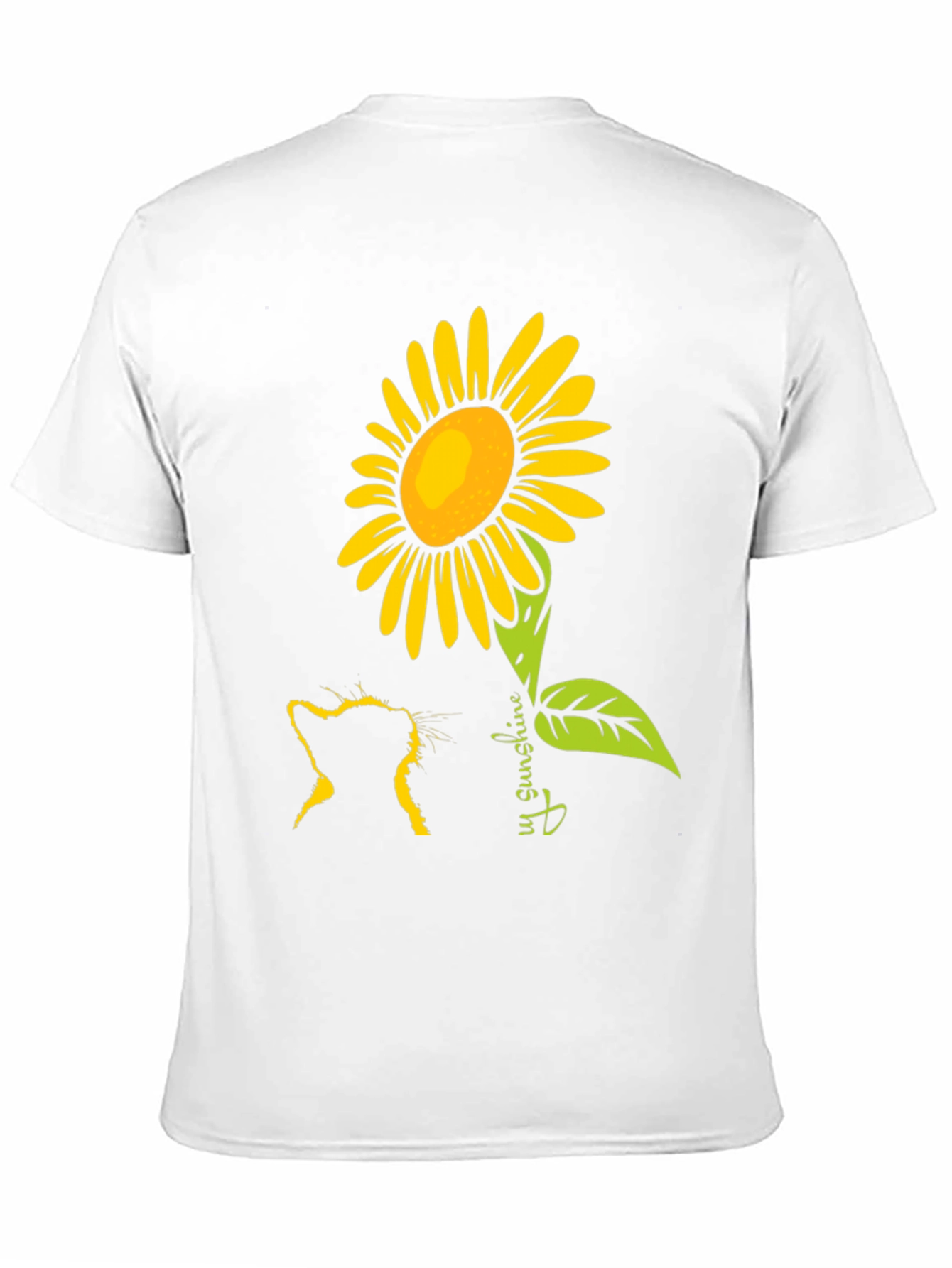 Cat & Sunflower Graphic Tee - Black Casual Shirt