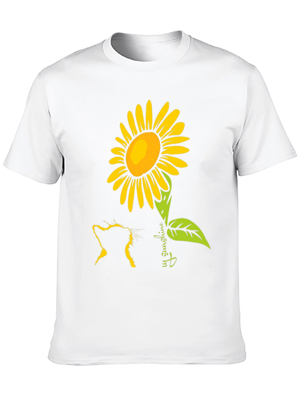 Cat & Sunflower Graphic Tee - Black Casual Shirt