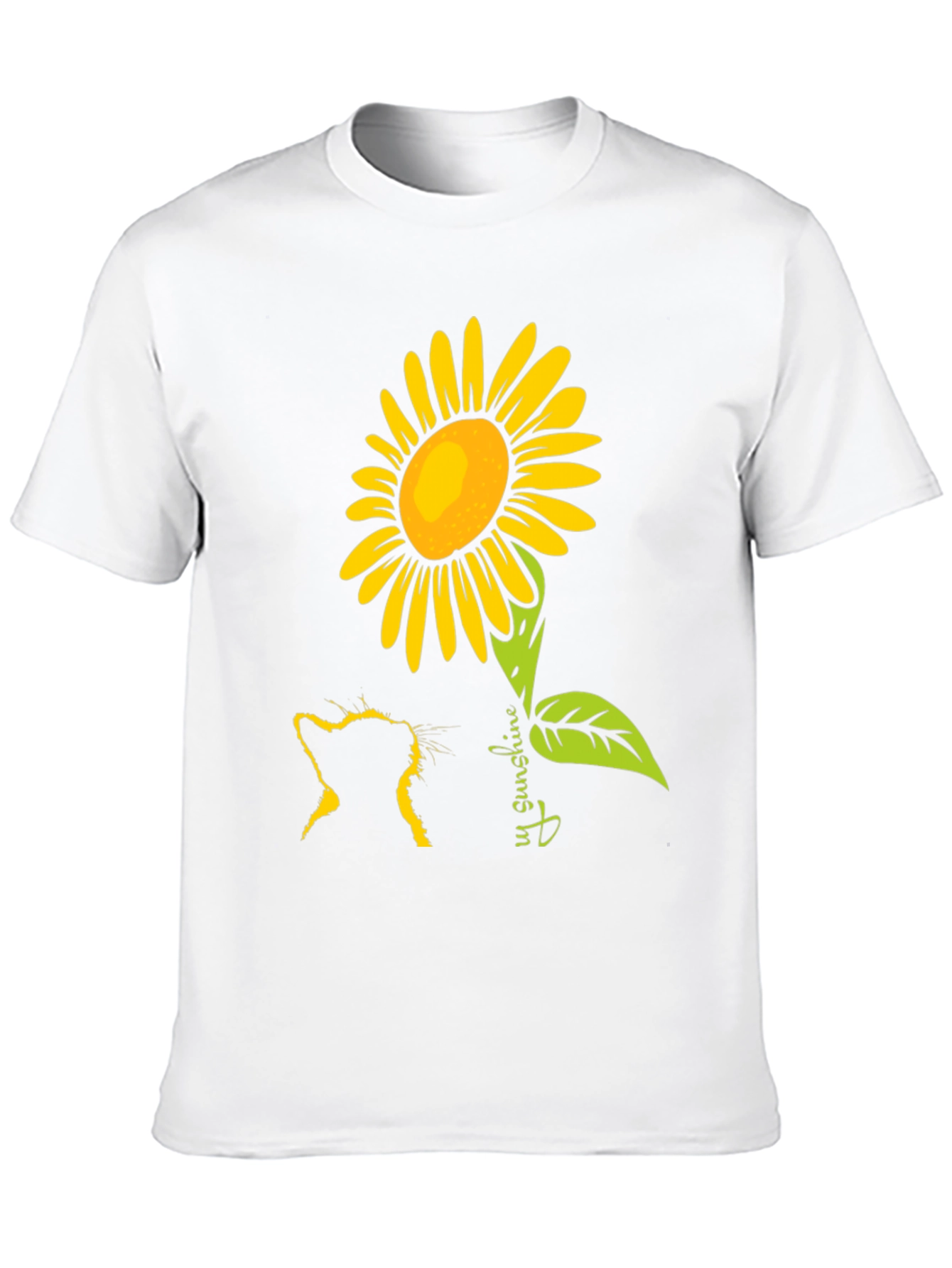 Cat & Sunflower Graphic Tee - Black Casual Shirt