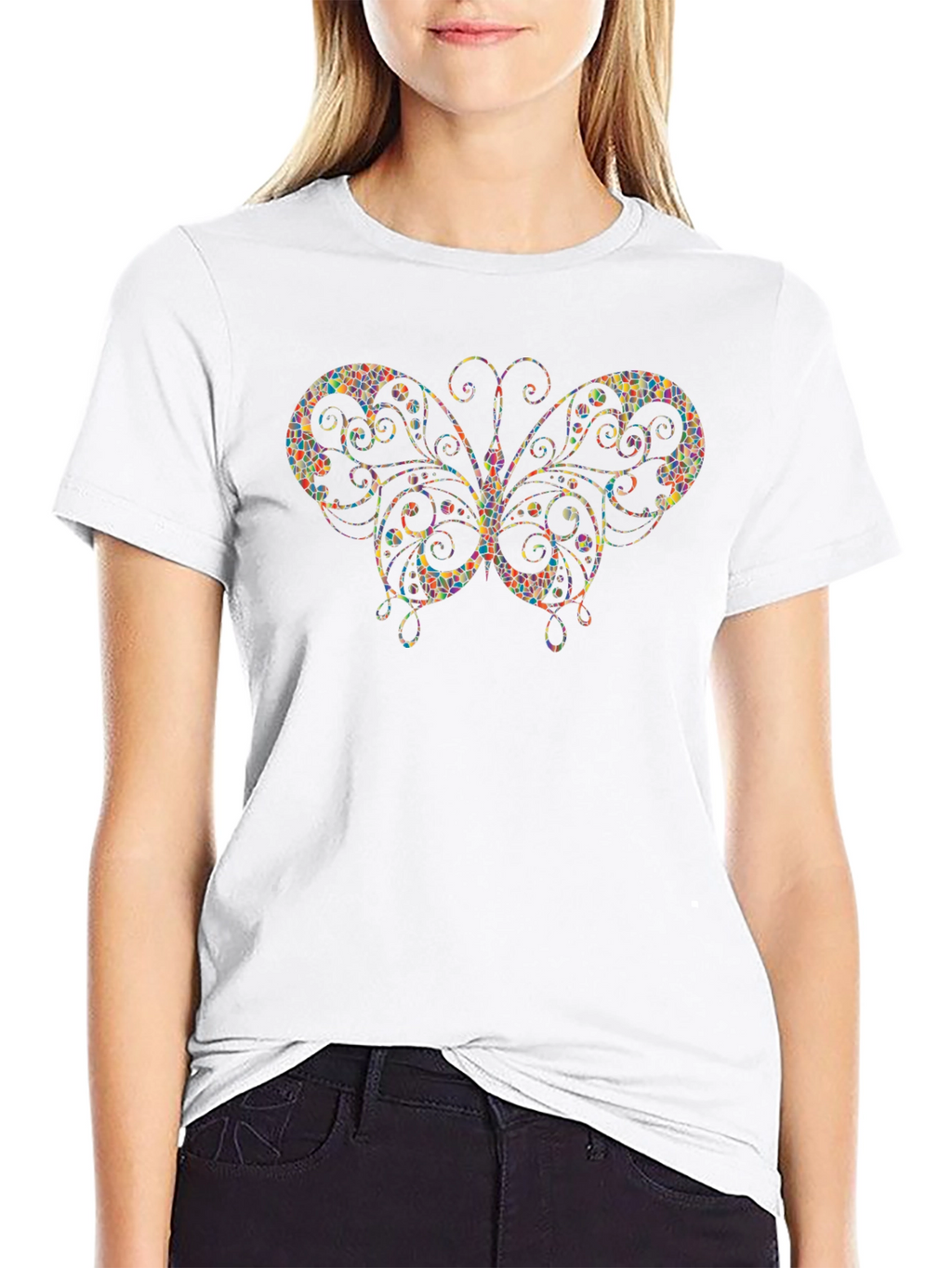 Butterfly Mosaic Graphic Print Mens Tee