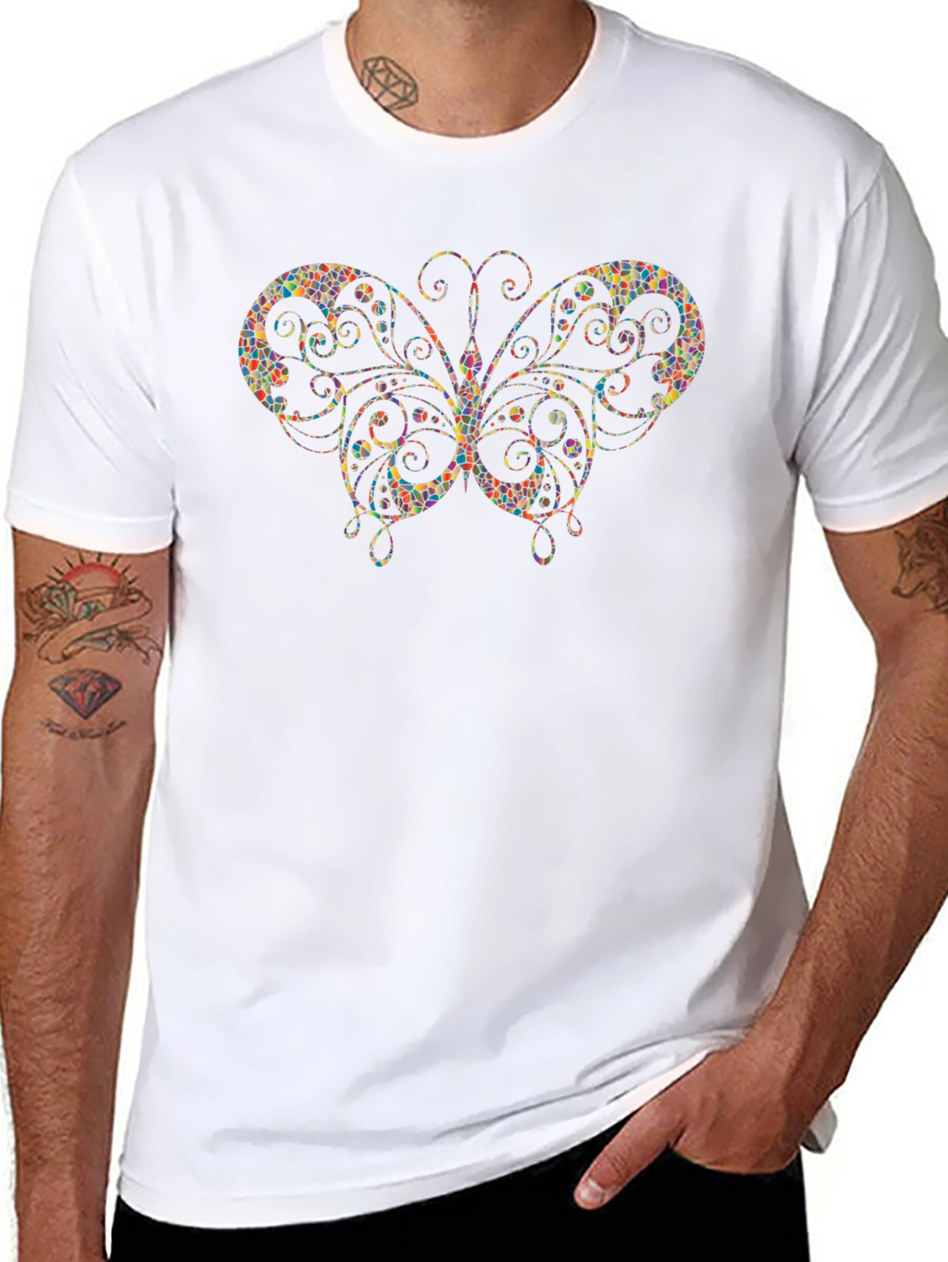 Butterfly Mosaic Graphic Print Mens Tee
