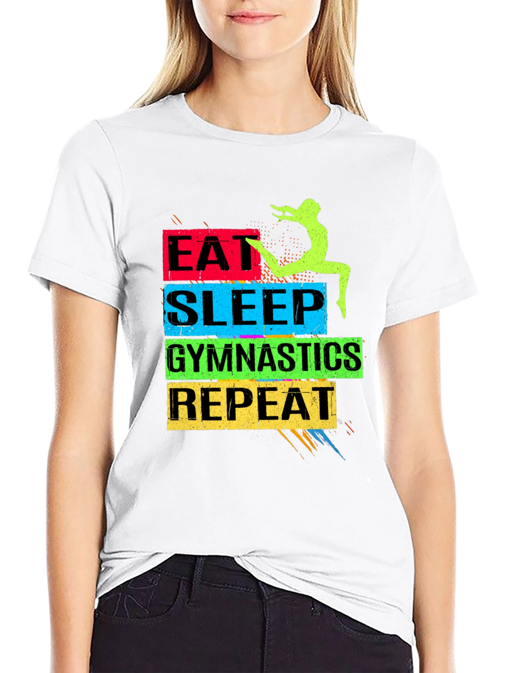 Eat Sleep Gymnastics Repeat Black T-Shirt