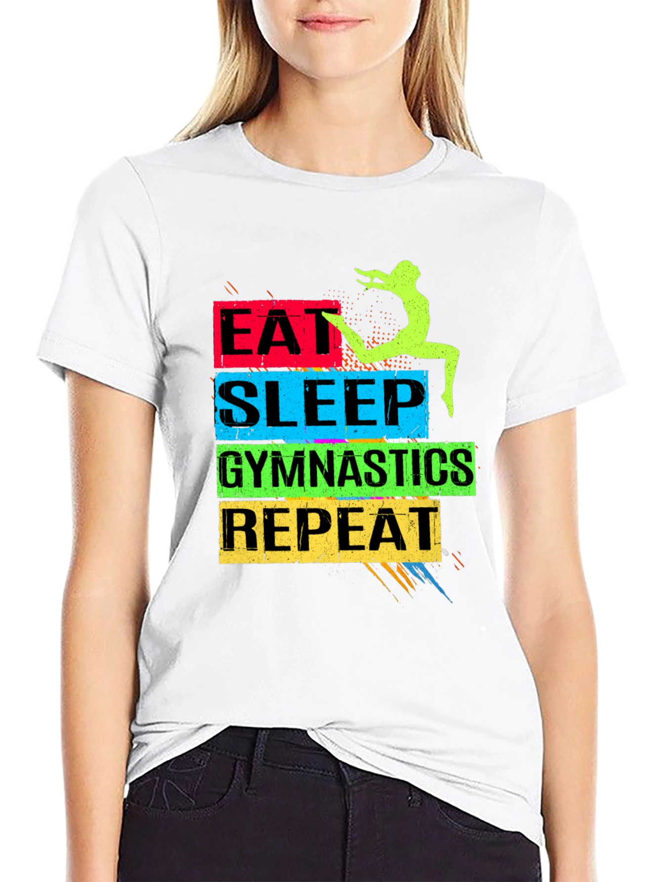 Eat Sleep Gymnastics Repeat Black T-Shirt