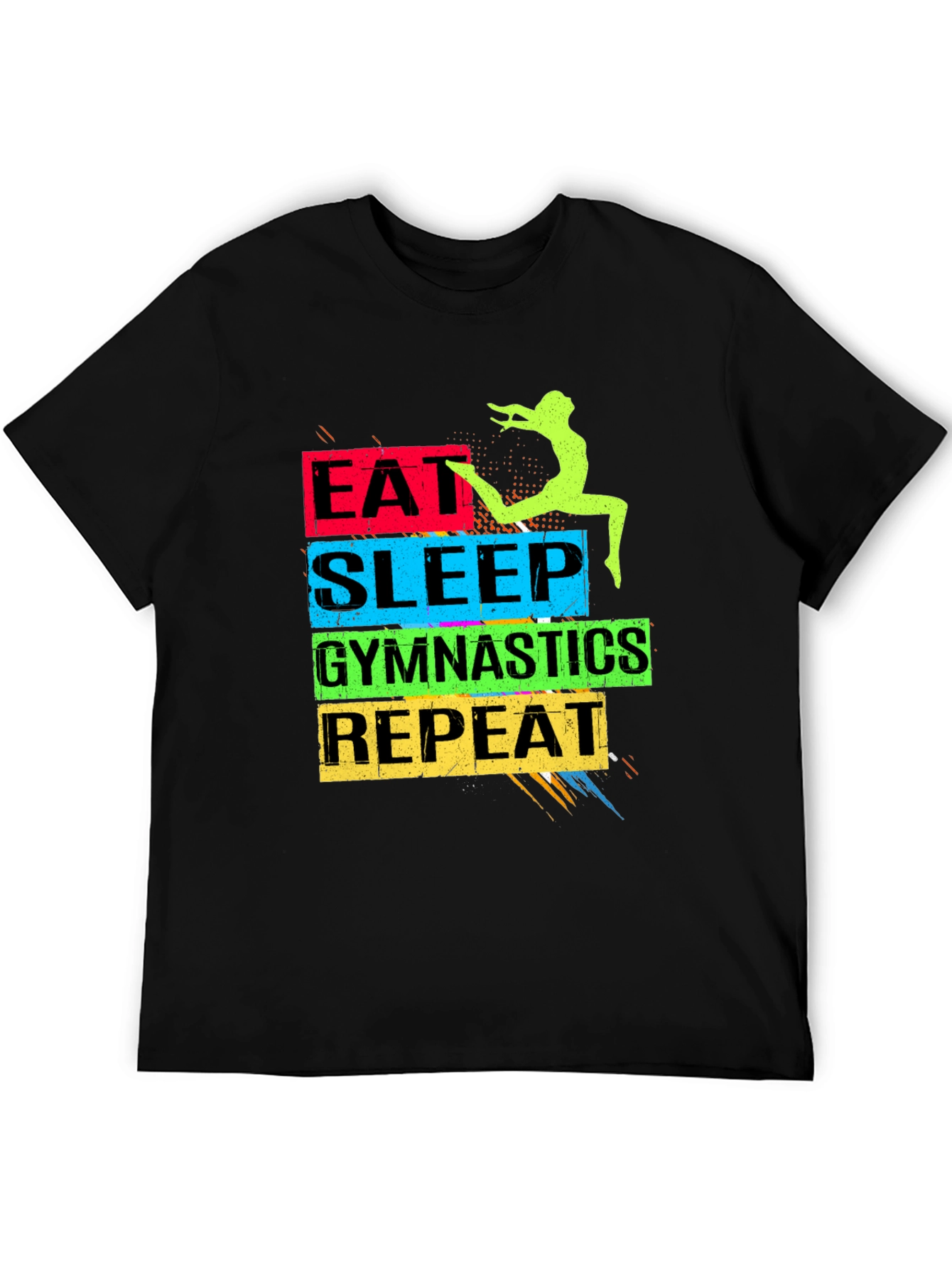 Eat Sleep Gymnastics Repeat Black T-Shirt