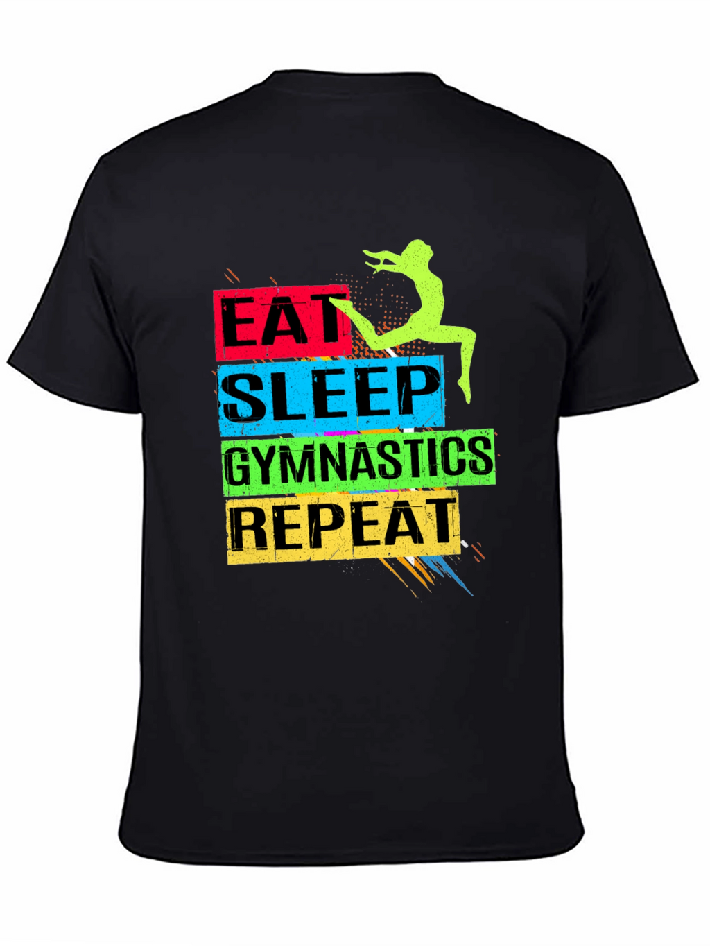 Eat Sleep Gymnastics Repeat Black T-Shirt