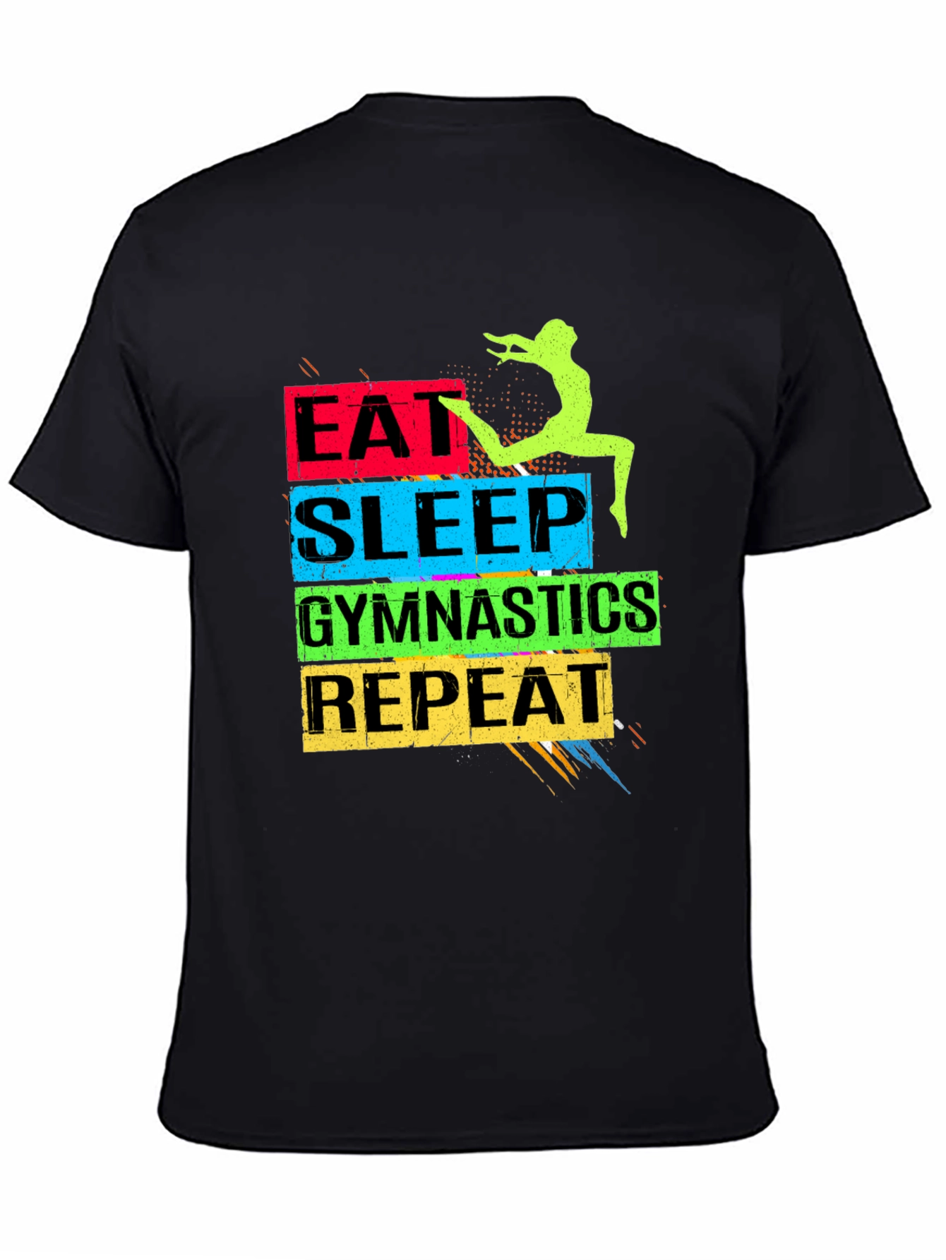 Eat Sleep Gymnastics Repeat Black T-Shirt