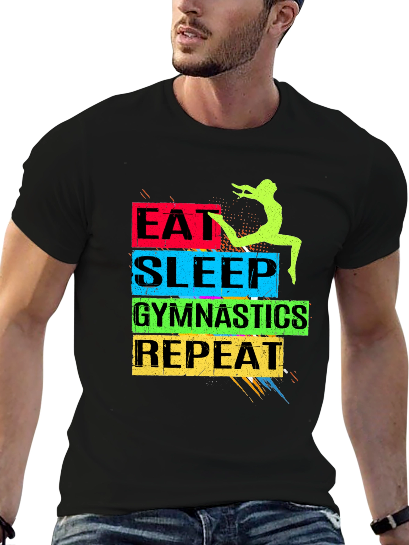 Eat Sleep Gymnastics Repeat Black T-Shirt