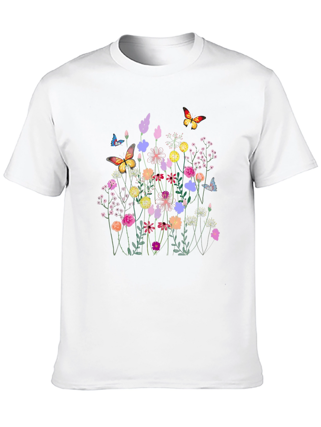 Floral Butterfly Black T-Shirt