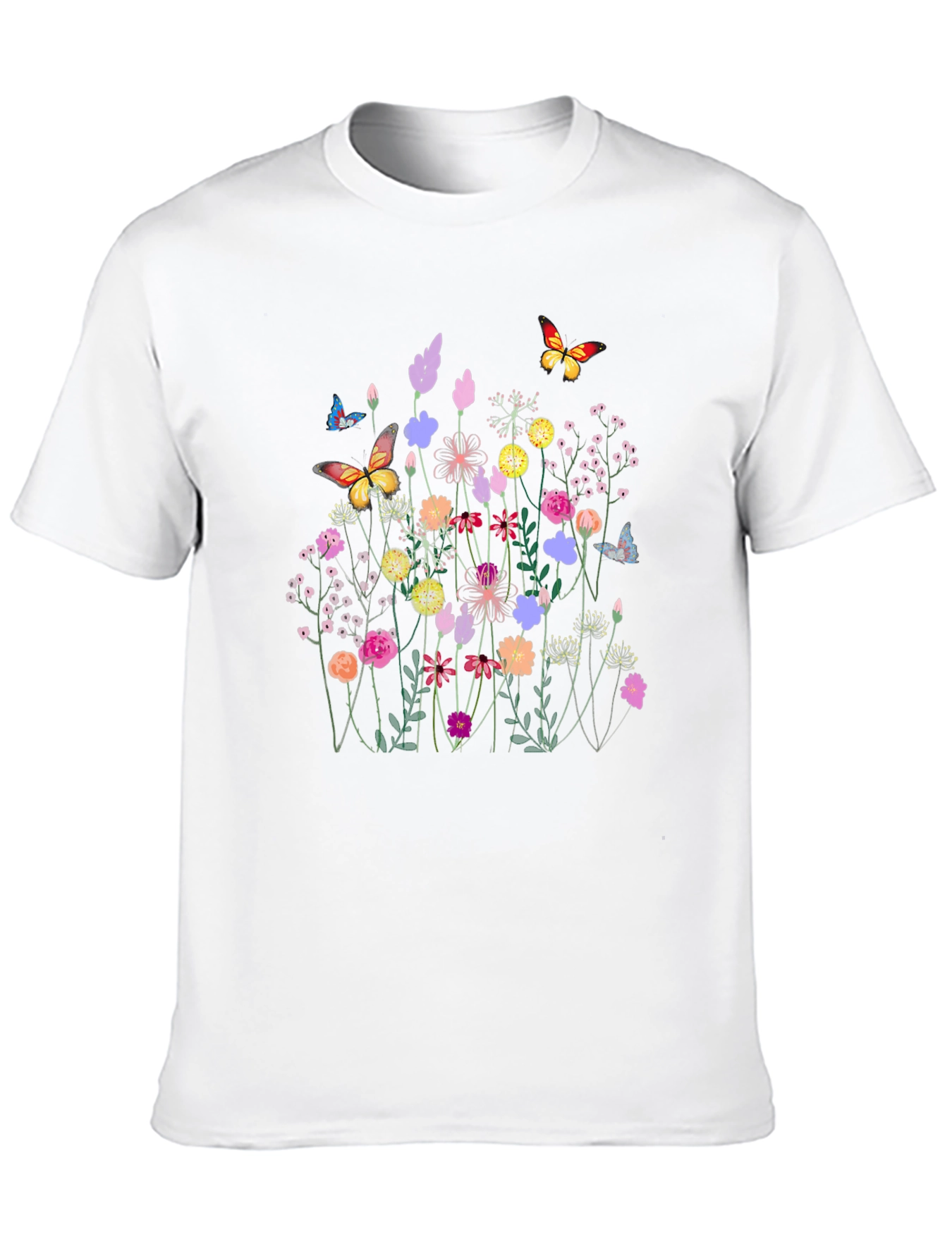 Floral Butterfly Black T-Shirt