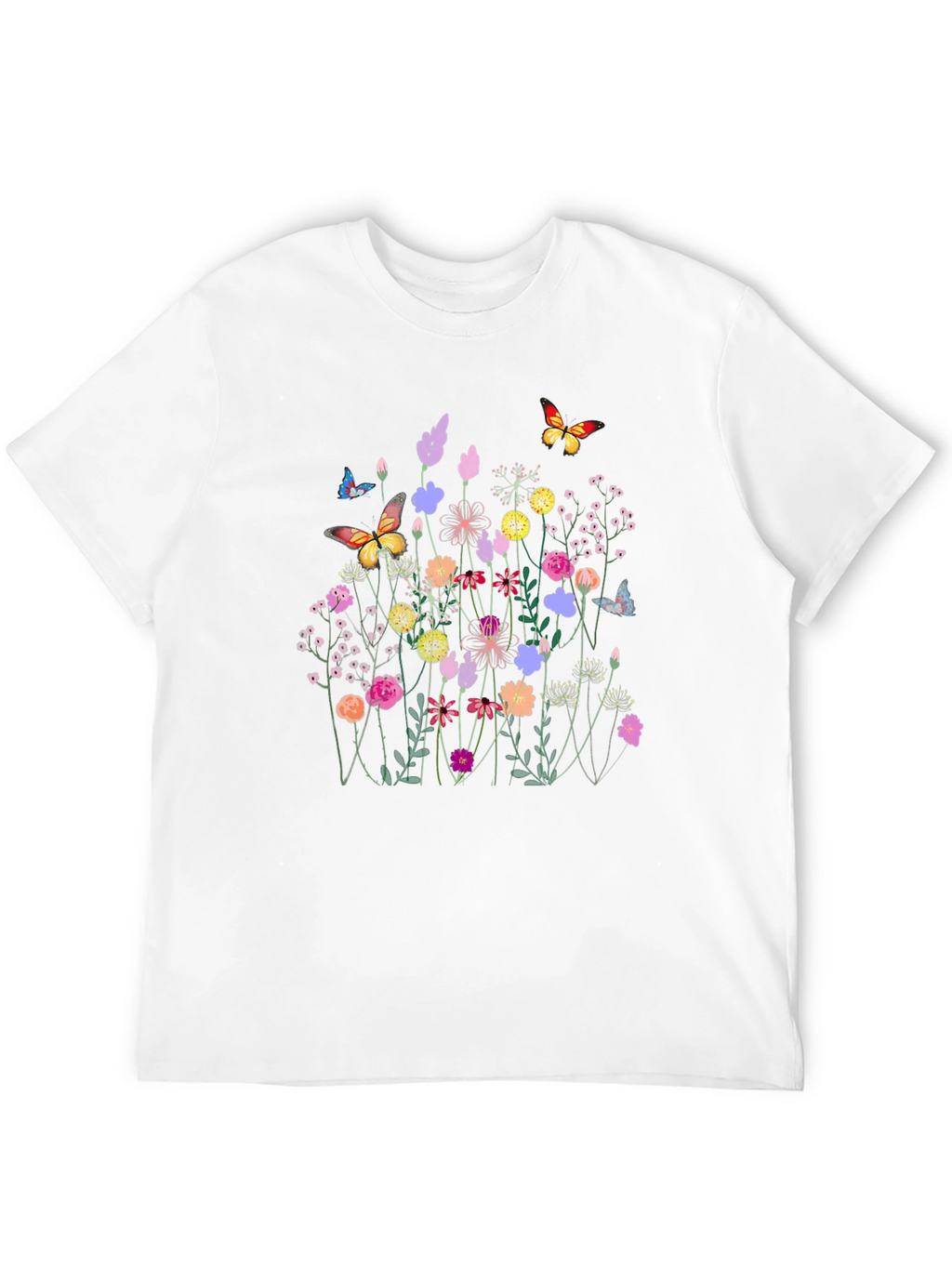 Floral Butterfly Black T-Shirt
