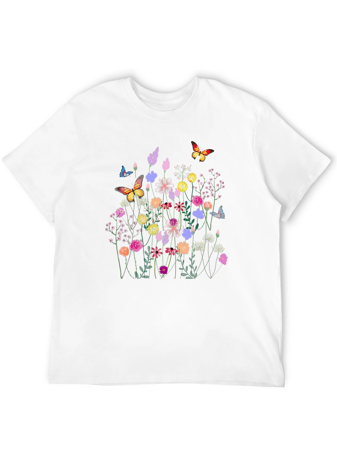 Floral Butterfly Black T-Shirt