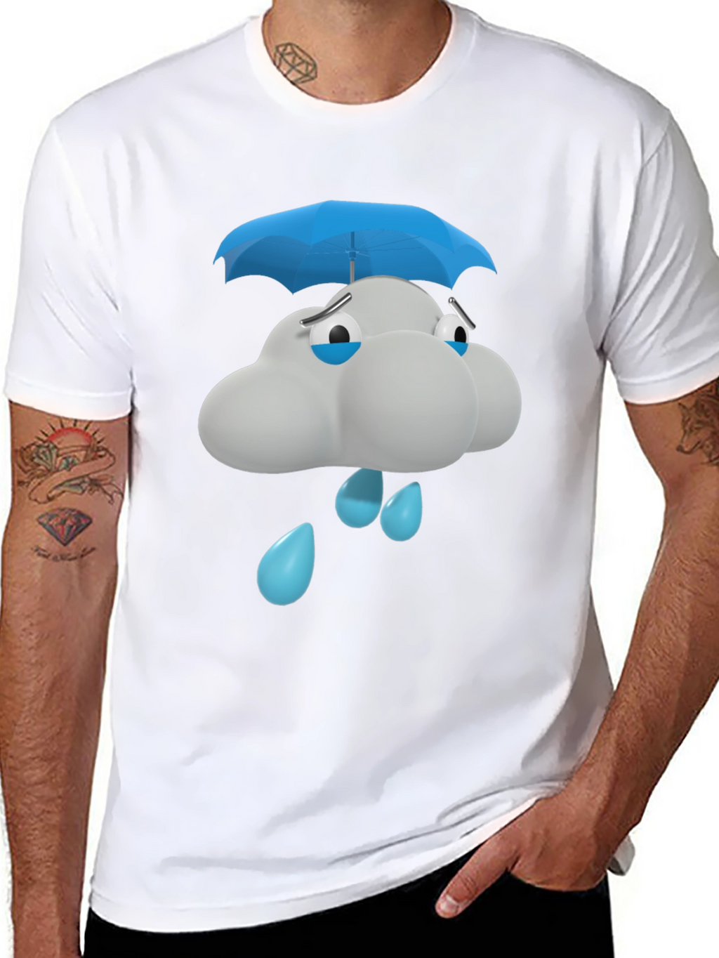 Sad Cloud T-Shirt - Blue Umbrella Graphic Tee
