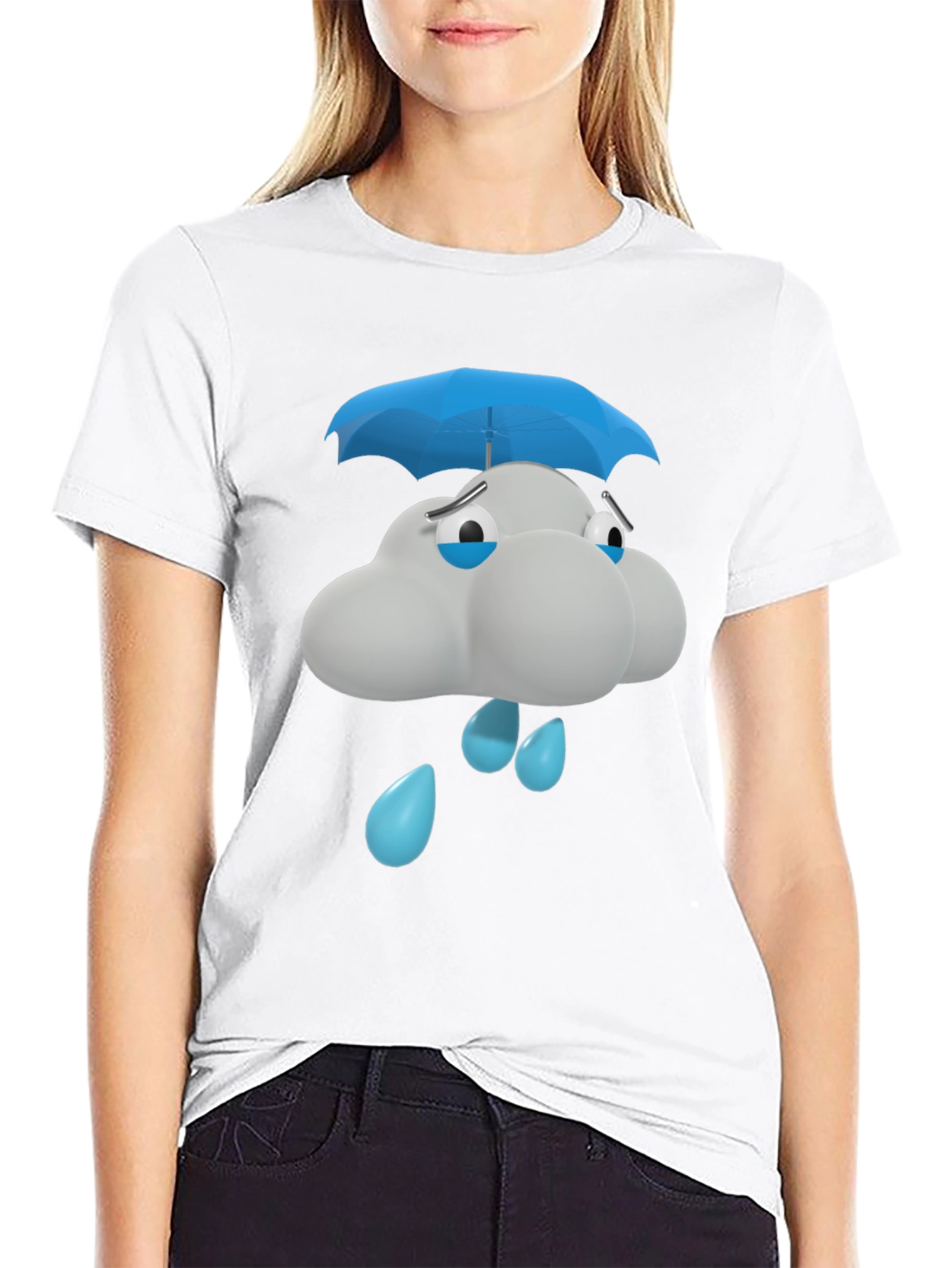 Sad Cloud T-Shirt - Blue Umbrella Graphic Tee
