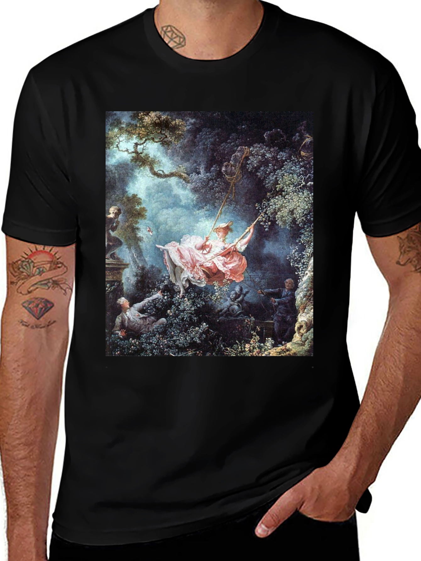 Artistic Swing Painting Tee - Unique Graphic T-Shirt
