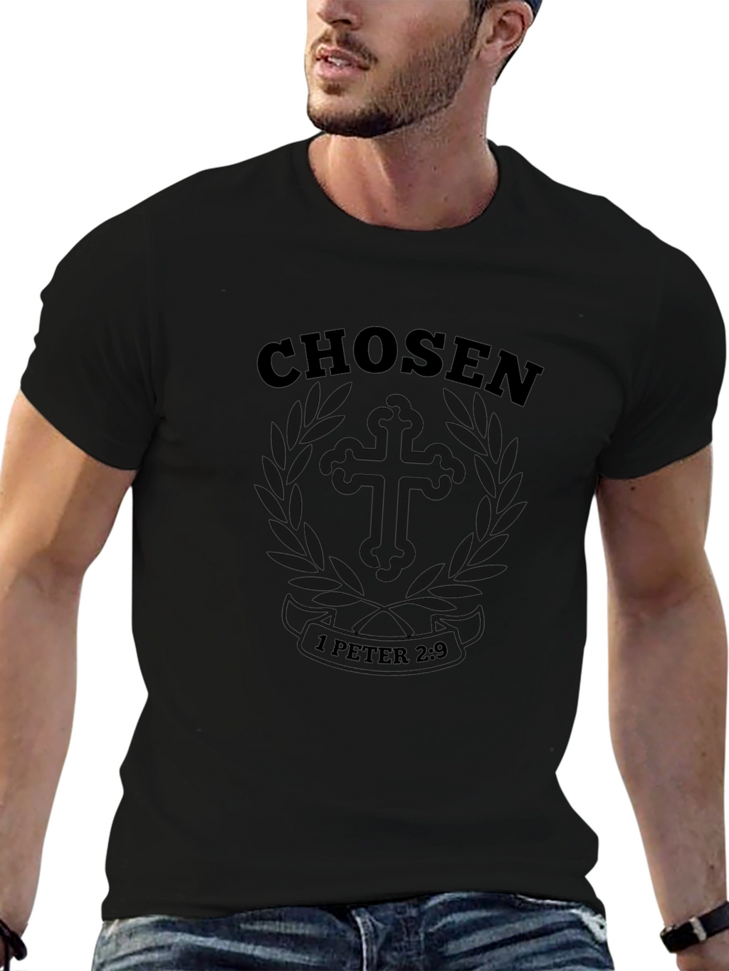 Chosen 1 Peter 2:9 Black T-Shirt - Christian Apparel