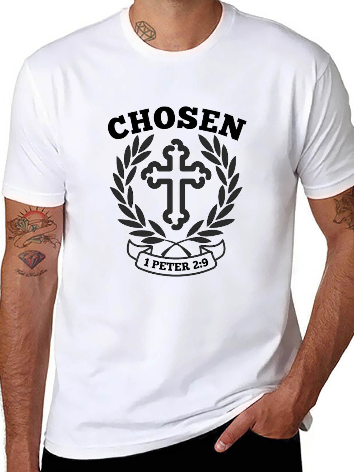 Chosen 1 Peter 2:9 Black T-Shirt - Christian Apparel