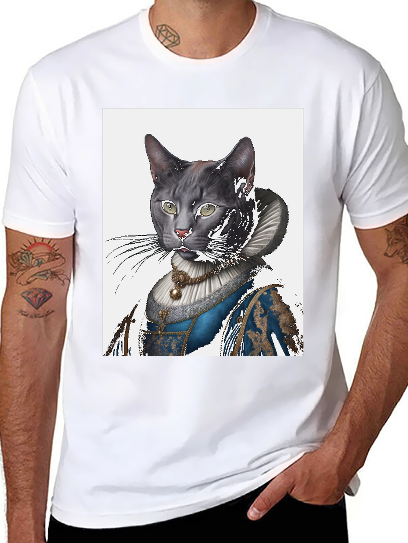 Cat Renaissance Portrait T-Shirt - Unique Graphic Tee