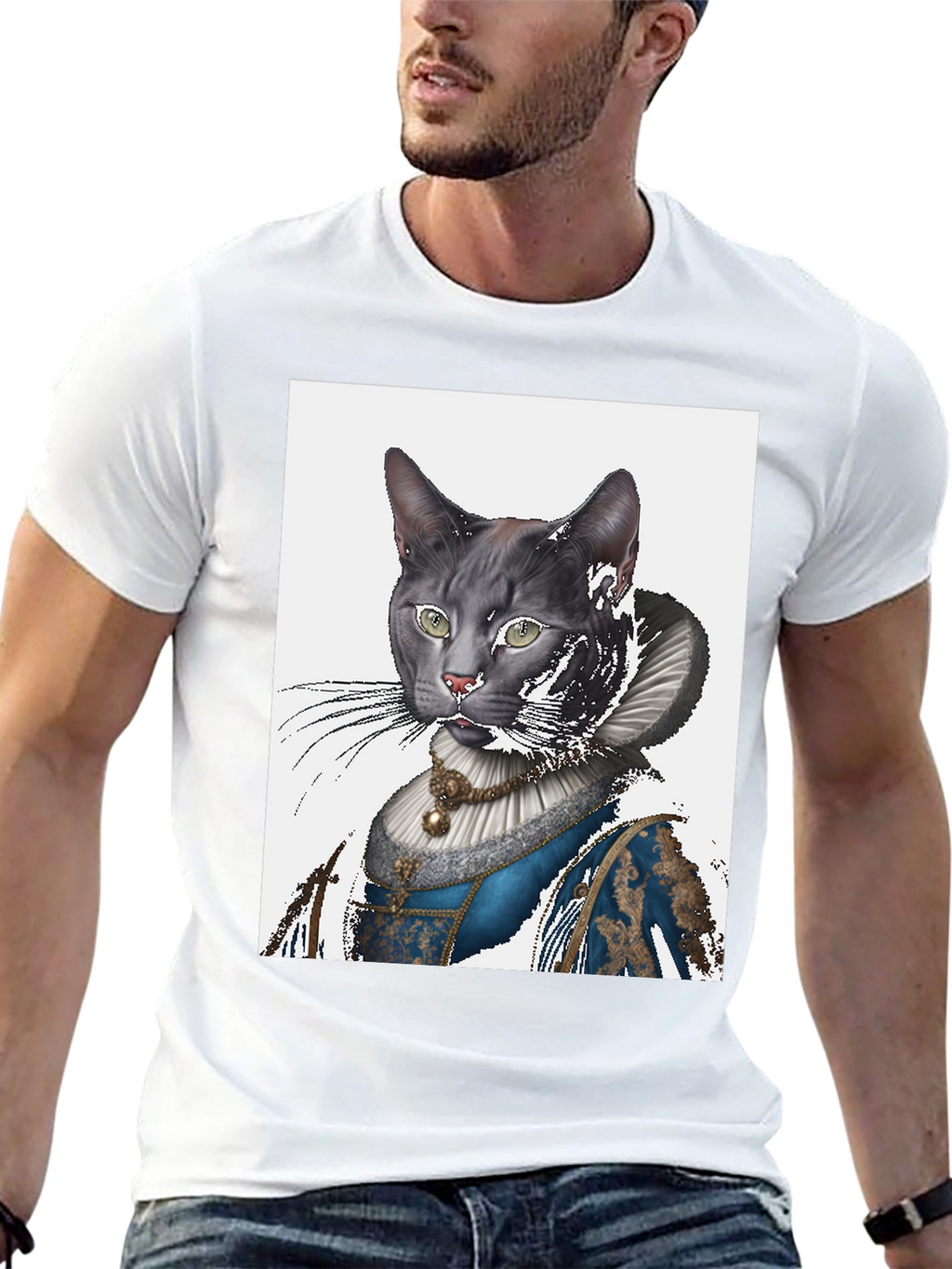 Cat Renaissance Portrait T-Shirt - Unique Graphic Tee