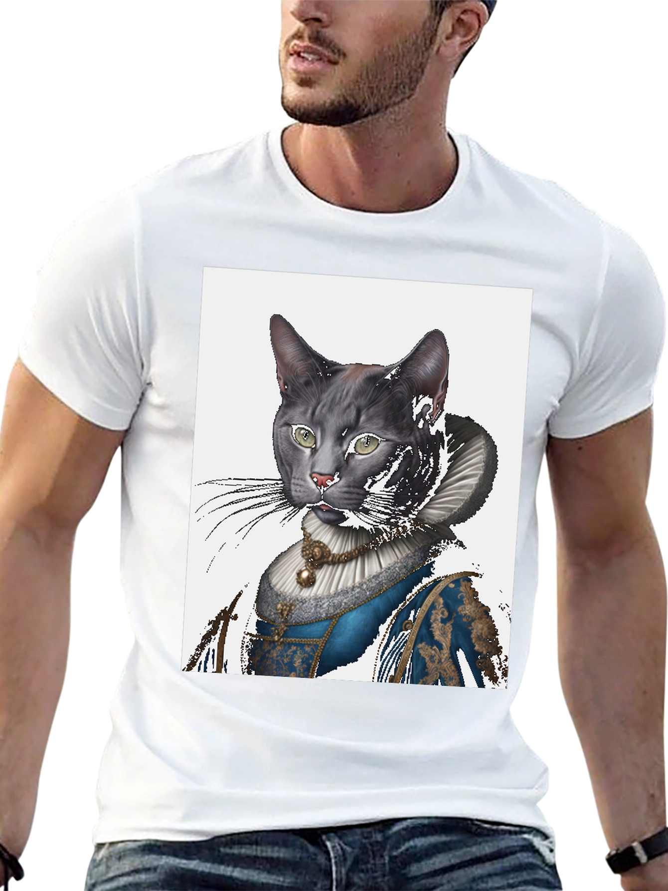 Cat Renaissance Portrait T-Shirt - Unique Graphic Tee
