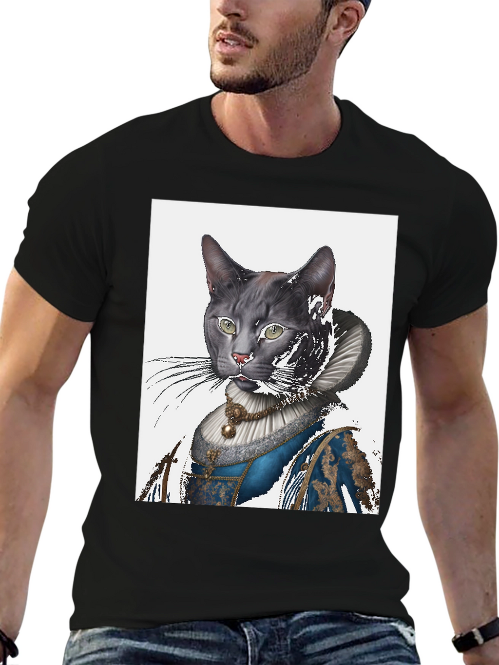 Cat Renaissance Portrait T-Shirt - Unique Graphic Tee