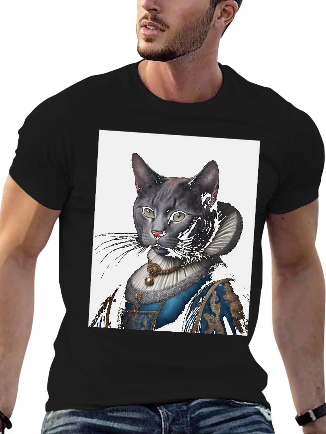 Cat Renaissance Portrait T-Shirt - Unique Graphic Tee