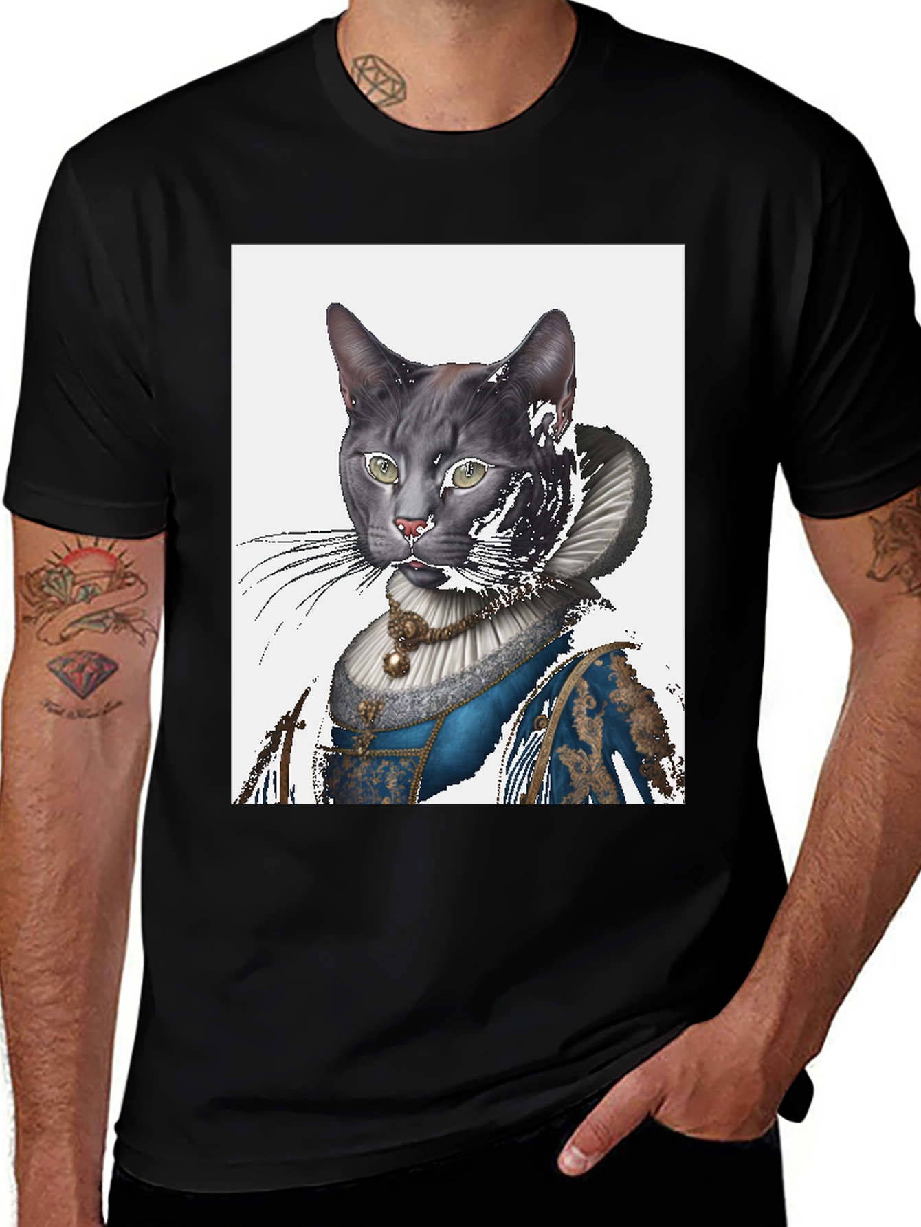 Cat Renaissance Portrait T-Shirt - Unique Graphic Tee