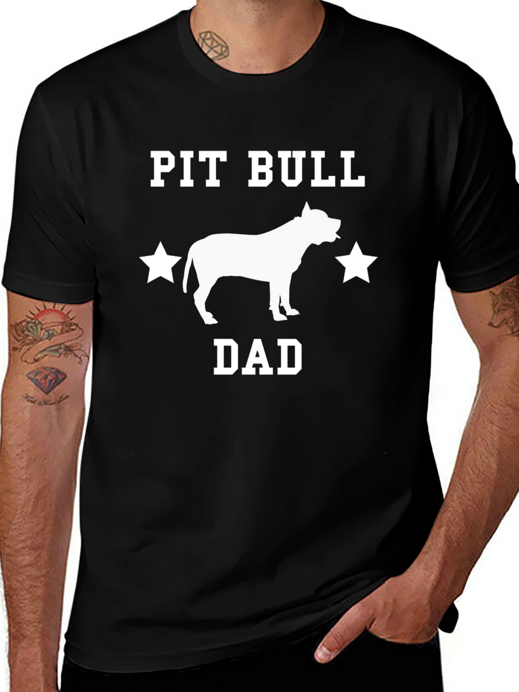 Pit Bull Dad Graphic T-Shirt - Mens Black Tee