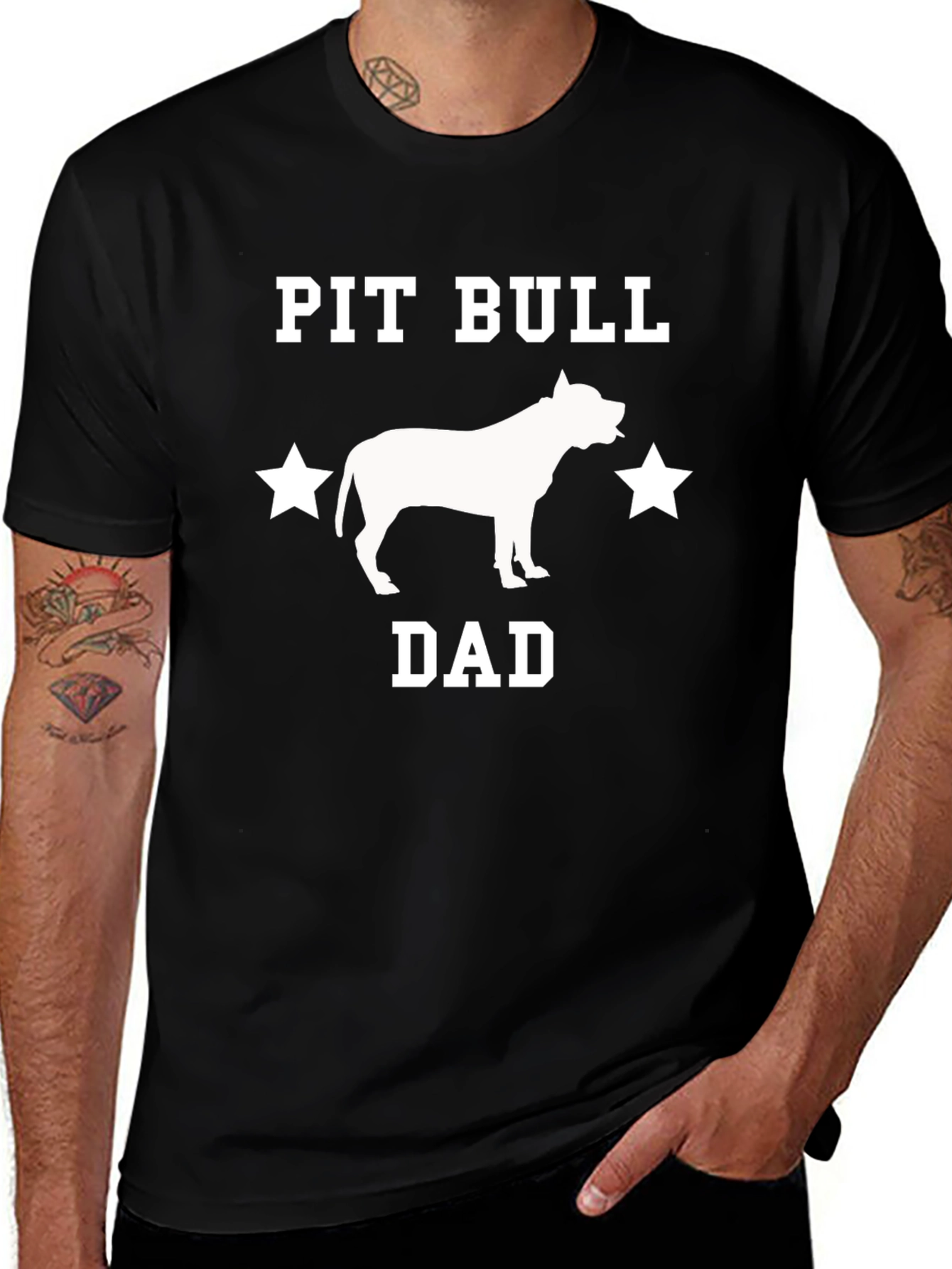 Pit Bull Dad Graphic T-Shirt - Mens Black Tee