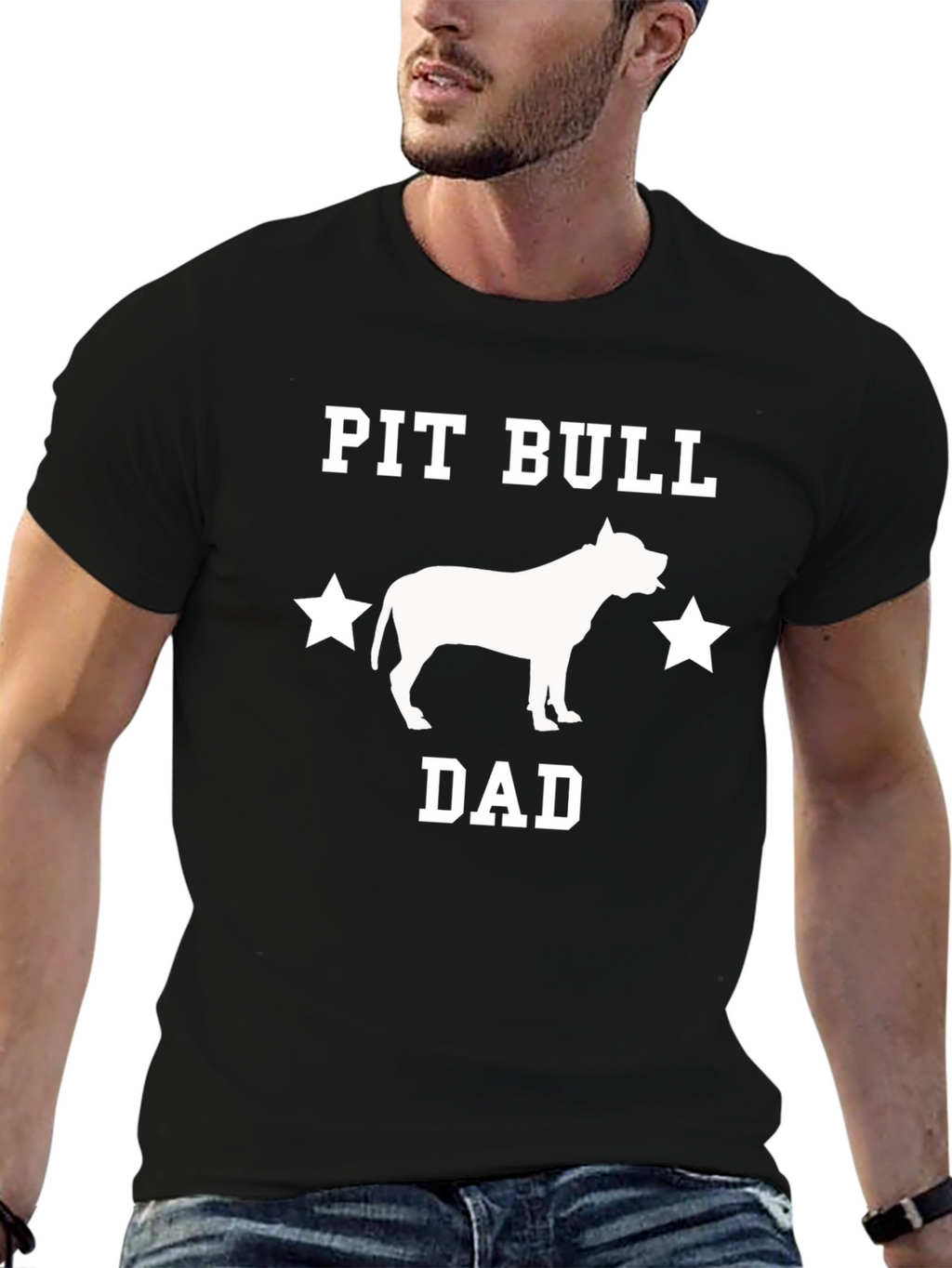 Pit Bull Dad Graphic T-Shirt - Mens Black Tee