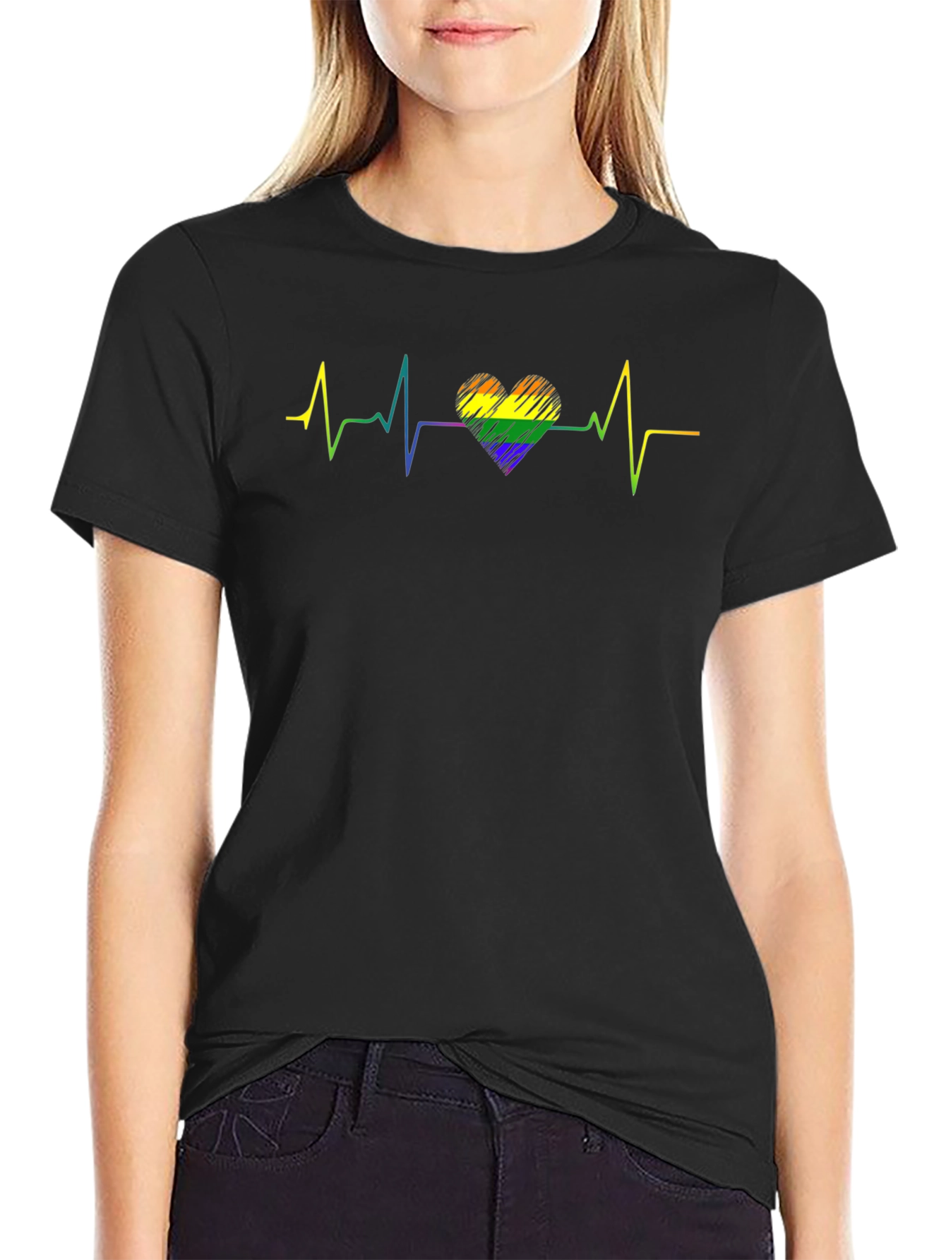 Pride Heartbeat T-Shirt - Black