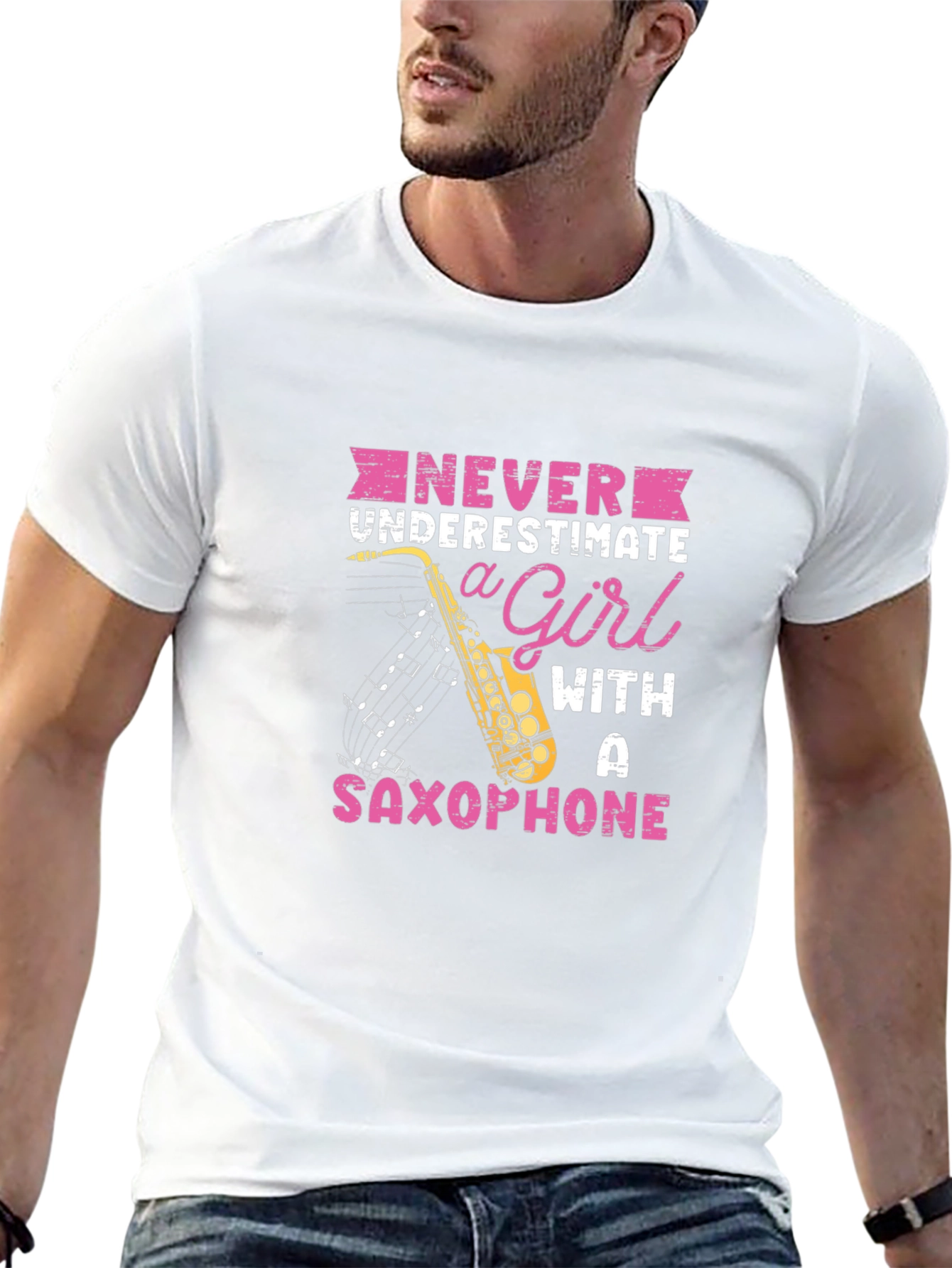 Saxophone Girl Graphic T-Shirt - Never Underestimate!