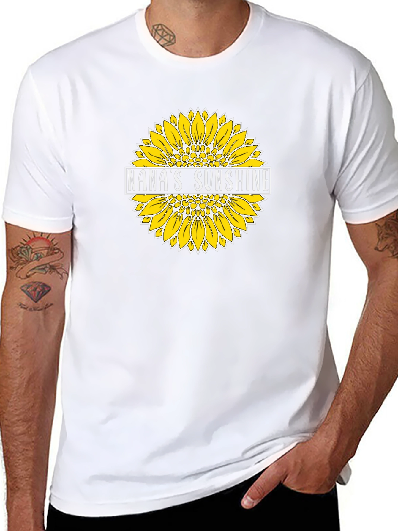 Nanas Sunshine Sunflower Graphic T-Shirt - Black