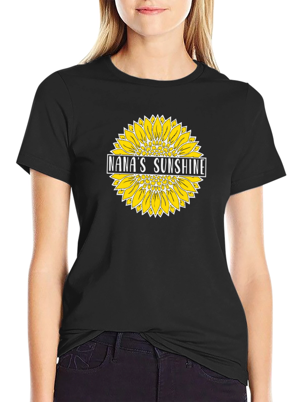 Nanas Sunshine Sunflower Graphic T-Shirt - Black