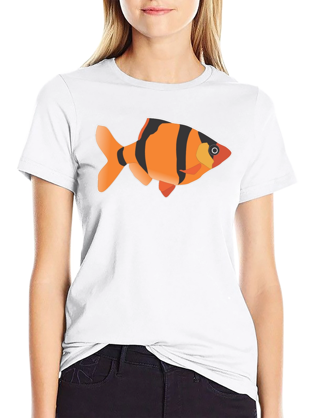 Tiger Barb Fish Graphic Tee - Black Cotton T-Shirt