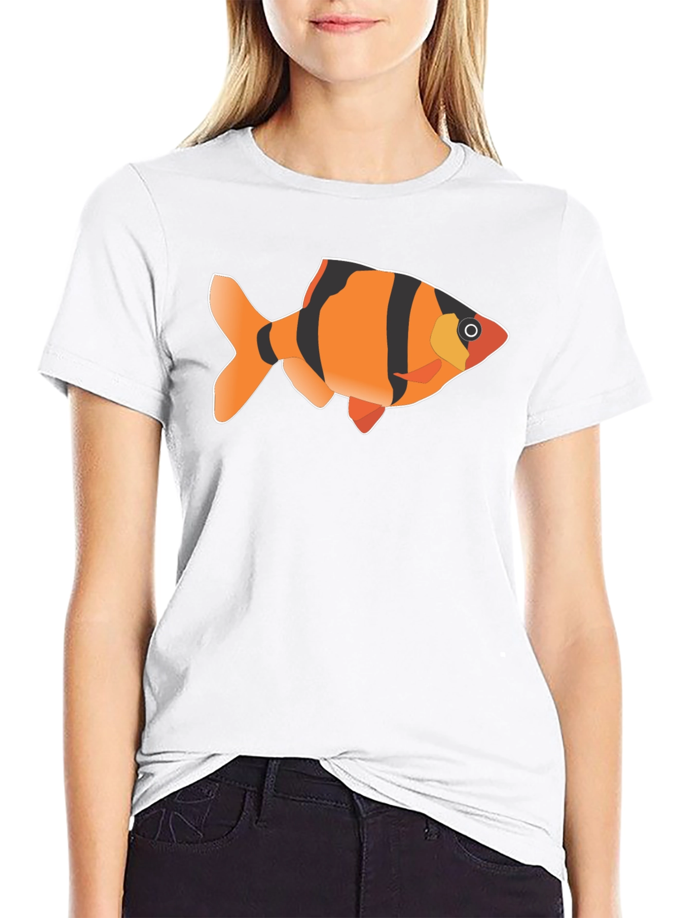 Tiger Barb Fish Graphic Tee - Black Cotton T-Shirt