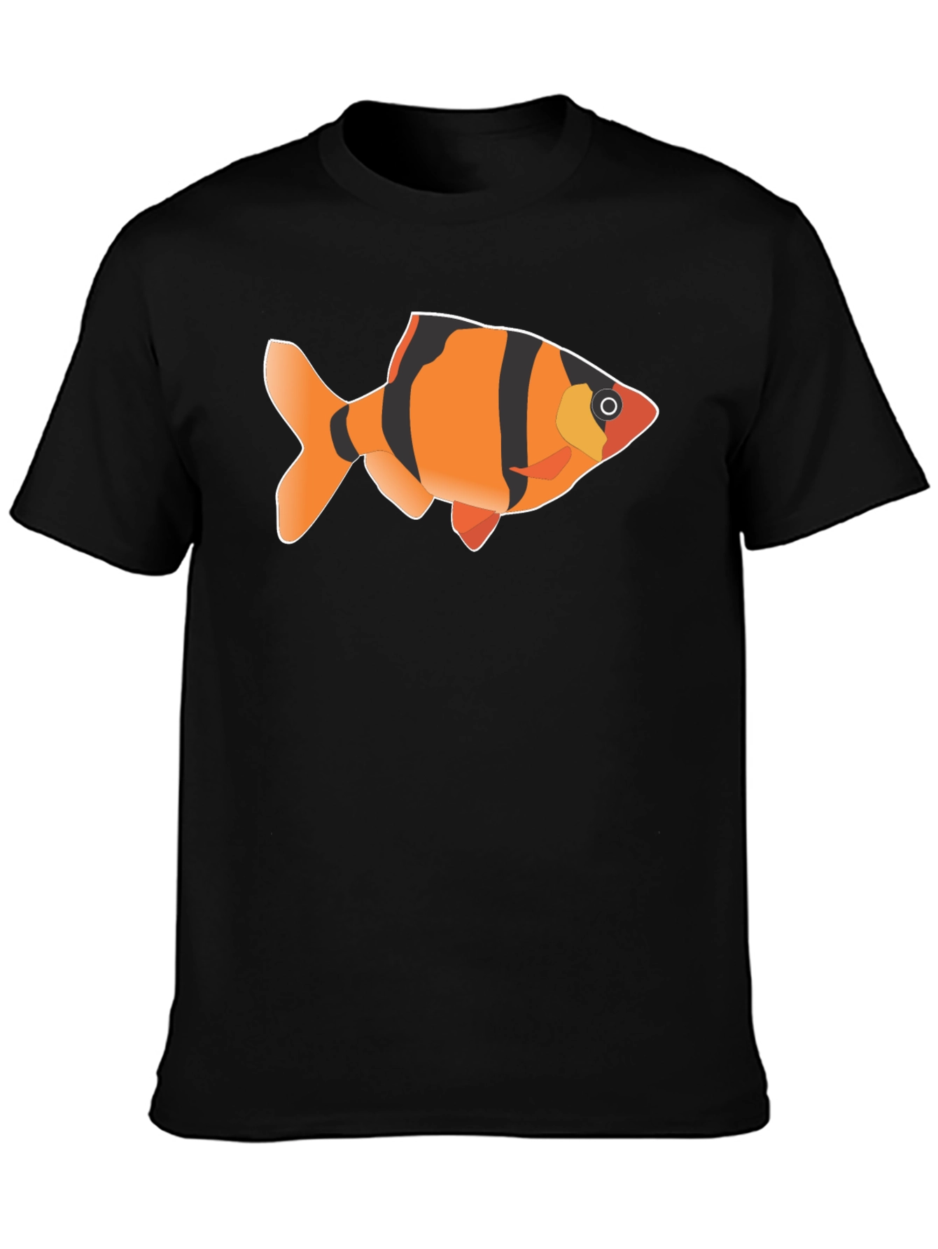 Tiger Barb Fish Graphic Tee - Black Cotton T-Shirt